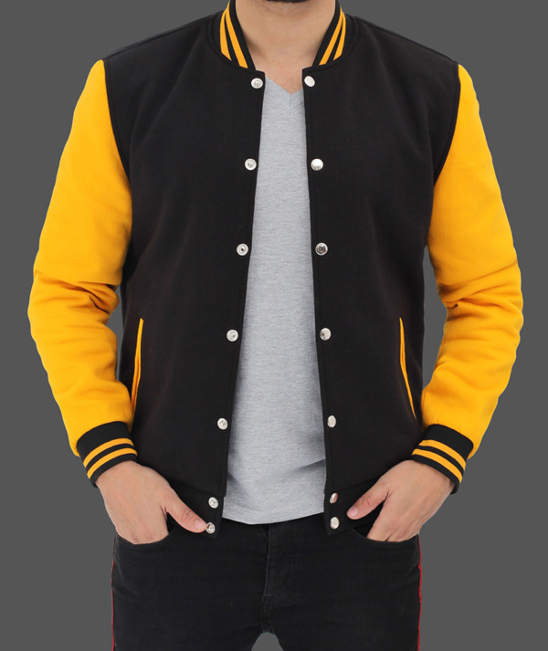 BC Polo Baseball Black And Yellow Varsity Wool Jacket