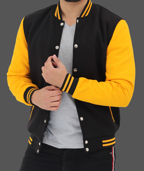 BC Polo Baseball Black And Yellow Varsity Wool Jacket - Image 3