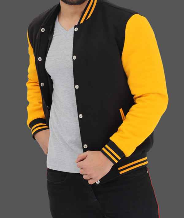 BC Polo Baseball Black And Yellow Varsity Wool Jacket - Image 2