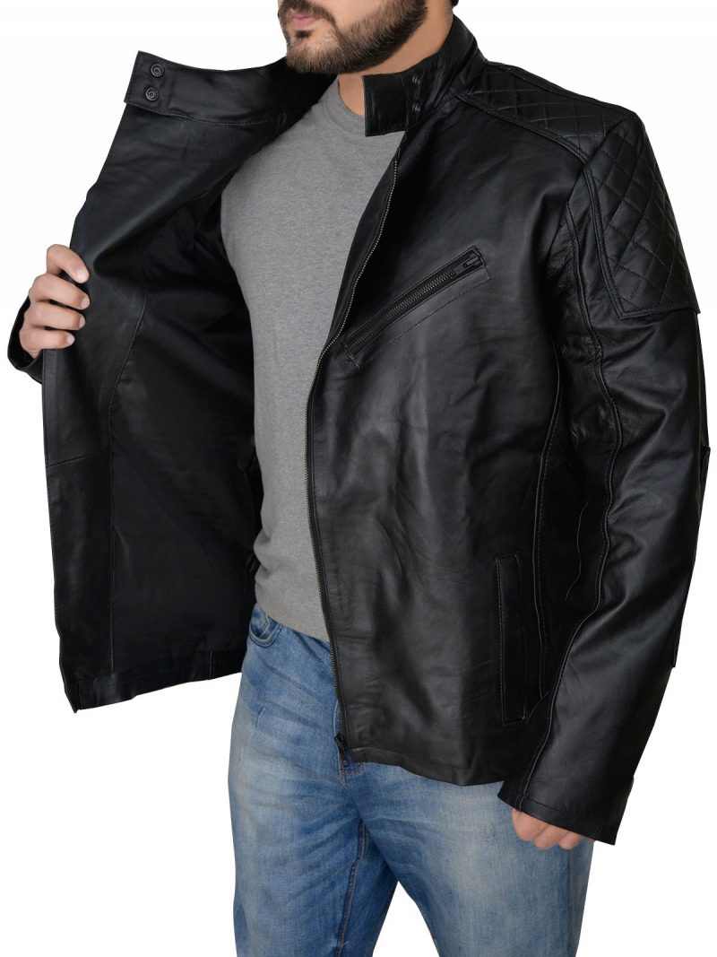 boss black leather jacket