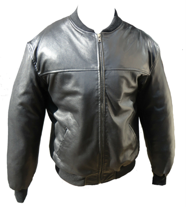 Black Combat MA-1 Flight MOD Leather Bomber Jacket