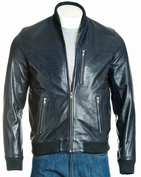 Blue Sage Bomber Leather Jacket - Color Jackets