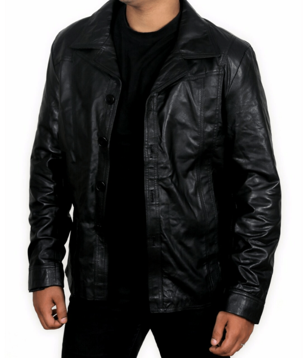 Mens Brad Pitt Killing Them Softly Leather Jacket - Image 3