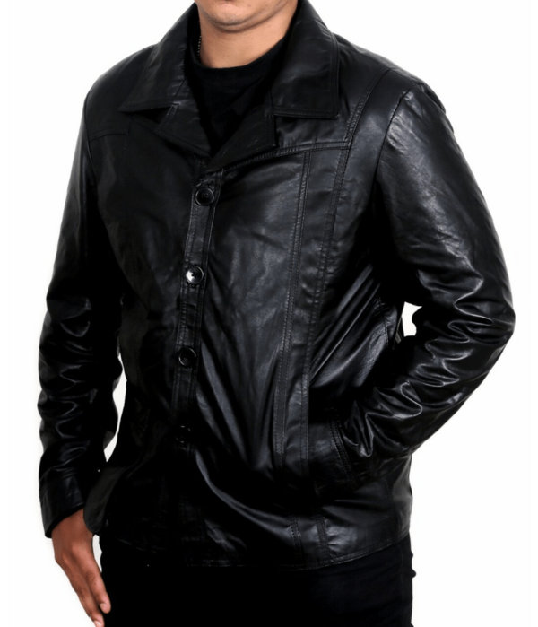 Mens Brad Pitt Killing Them Softly Leather Jacket - Image 2