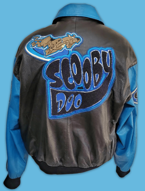 Cartoon Scooby Doo Black-Blue Bomber Leather Jacket - Image 2