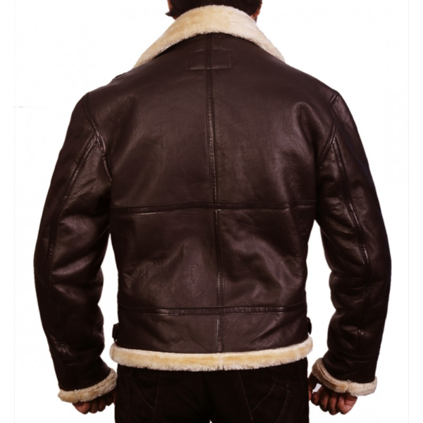 Tom Hardy Dunkirk Farrier Brown Leather Shearling Bomber Jacket - Image 4