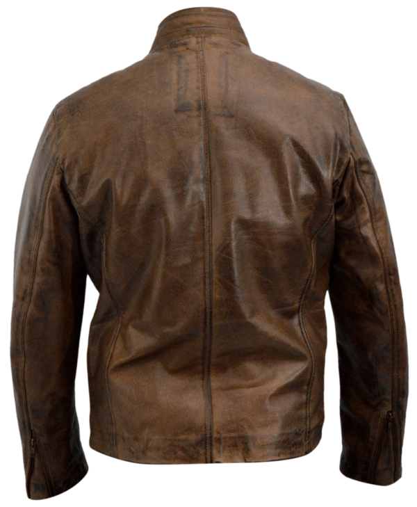 Mens Dwayne Johnson Rampage Brown Leather Jacket - Image 4