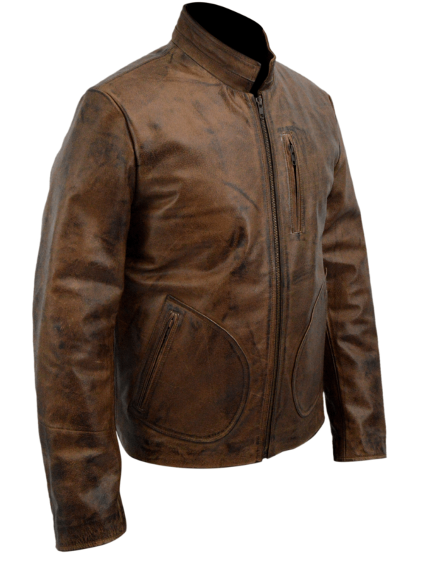 Mens Dwayne Johnson Rampage Brown Leather Jacket - Image 2