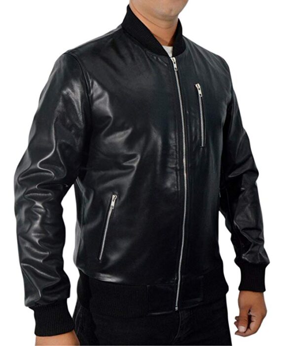 F&H Men's Synthetic Leather Point Break Bomber Jacket - Image 7