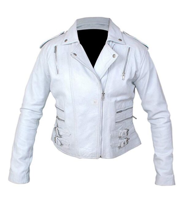 F&H Women's Retro Genuine Leather Biker Jacket