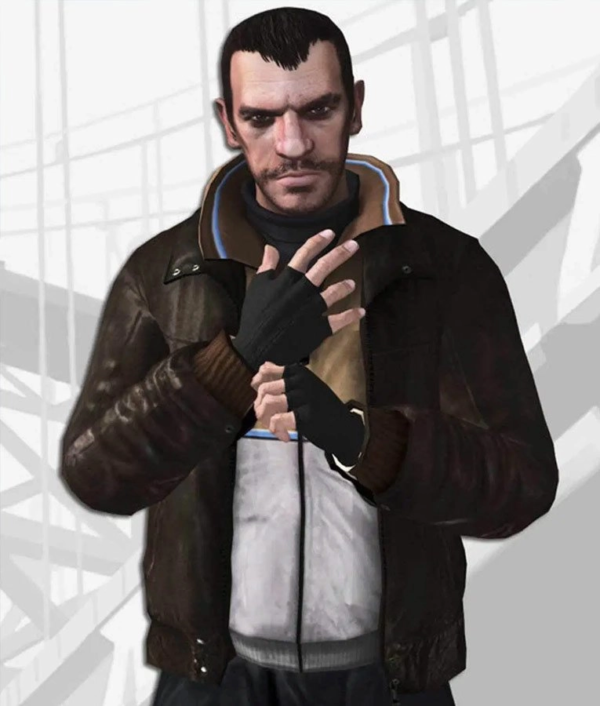 Mens Grand Theft Auto Iv Niko Bomber Bellic Leather Jacket