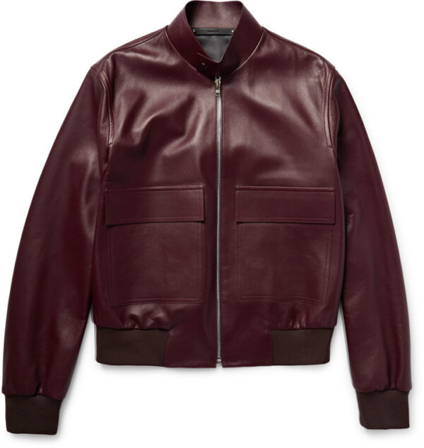 Burgundy Leather Bomber Jacket by Paul Smith - Image 2