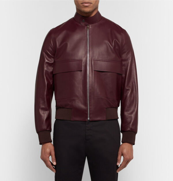 Burgundy Leather Bomber Jacket by Paul Smith - Image 4