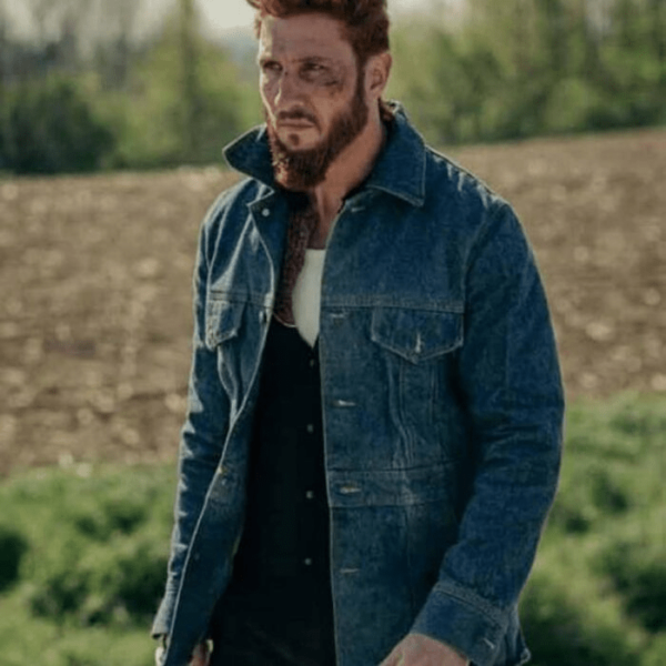 Pablo Schreiber American Gods Mad Sweeney Blue Denim Jacket - Image 2