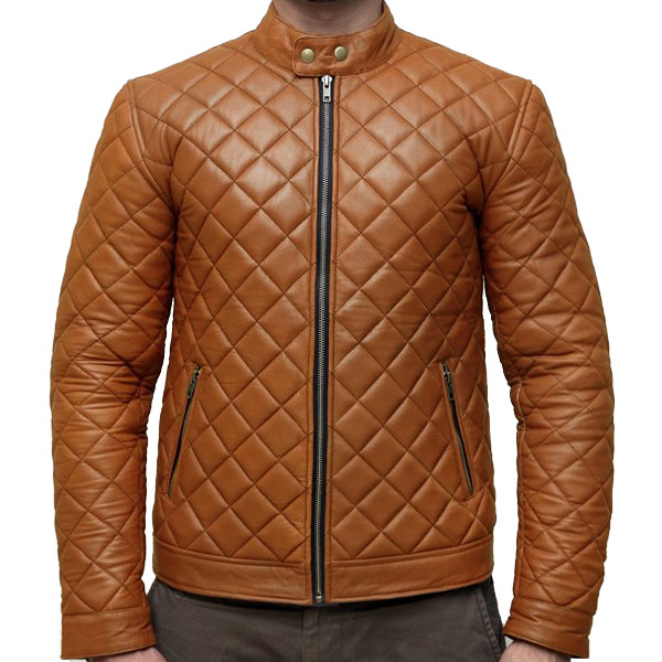 brown quilted leather jacket