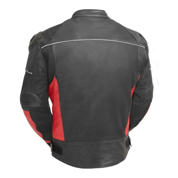 Mens Racing Black/Red Leather Jacket - Image 2