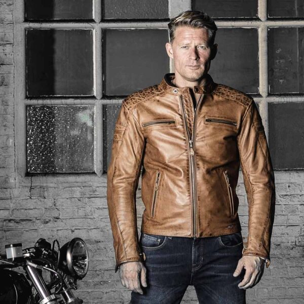 Richa Daytona 60s Washed Cognac Leather Jacket - Image 3