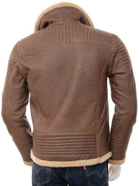 Shearling Brown Sheepskin Leather Jacket - Image 3