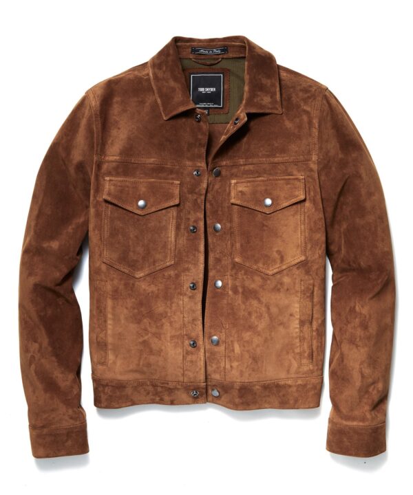 Snap Dylan Italian Suede In Nutmeg Faux Suede Jacket