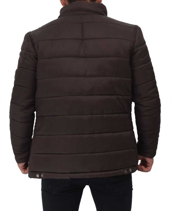 Mens Stuart Dark Brown Puffer Jacket - Image 4