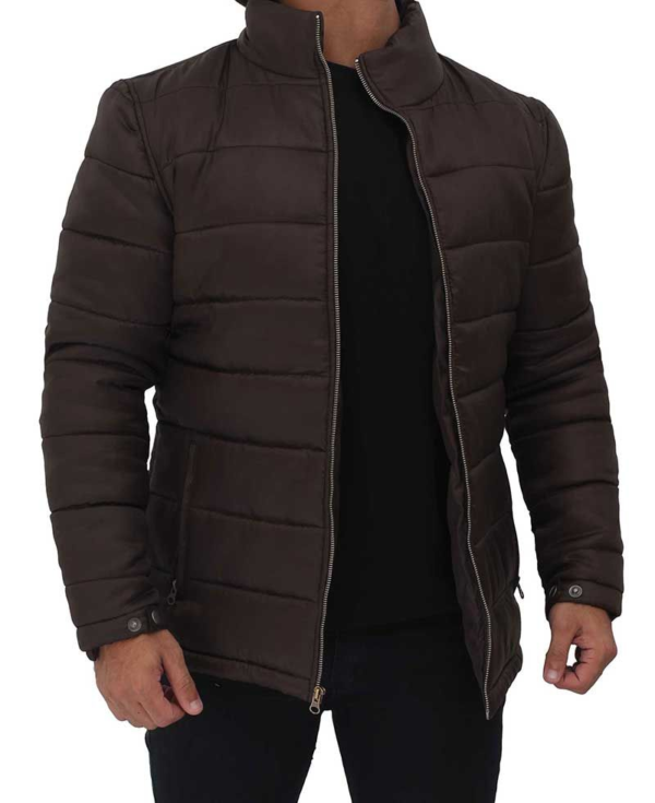 Mens Stuart Dark Brown Puffer Jacket - Image 3