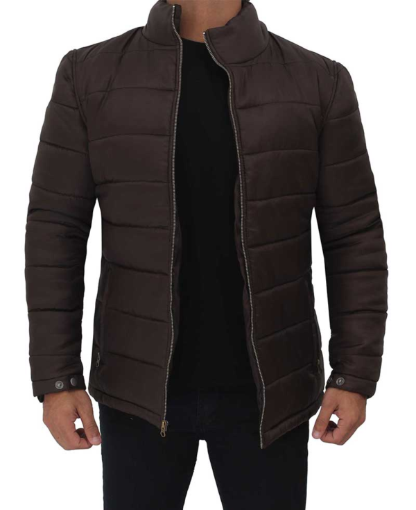 Mens Stuart Dark Brown Puffer Jacket - Image 2