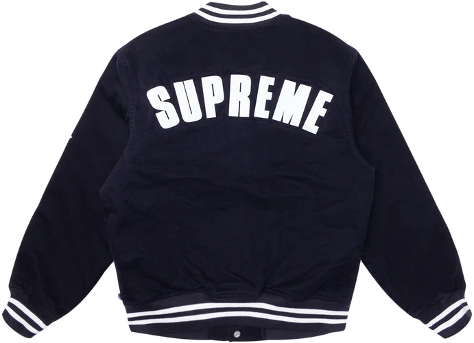 supreme new era mlb varsity jacket navy