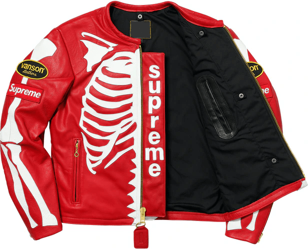 red leather supreme jacket