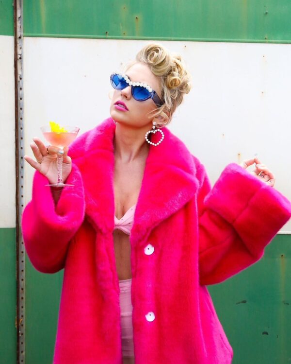 Taylor Swift You Need To Calm Down Pink Fur Coat Long Jacket - Image 2