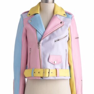 Women’s Rainbow Pastel Moto Leather Jacket