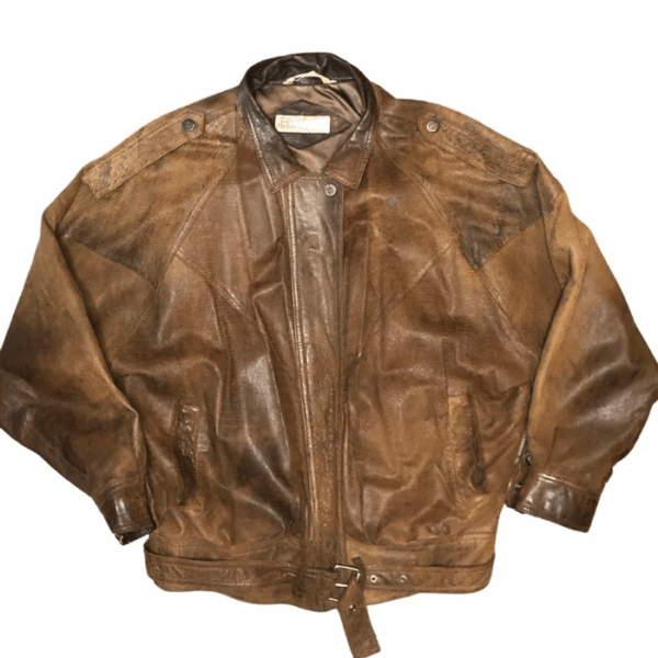 Vintage 80s Mens Bootlegger Brown Bomber Leather Jacket