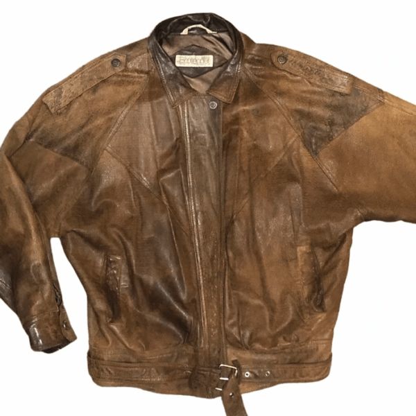 Vintage 80s Mens Bootlegger Brown Bomber Leather Jacket - Image 2