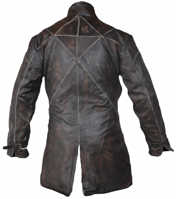 Watch Dogs Video Game Aiden Pearce Brown Leather Coat - Image 4