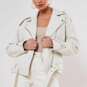 White Leather Jacket Outfit Women's