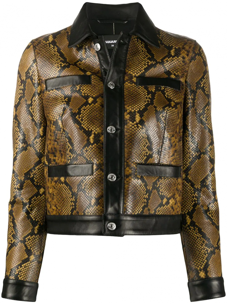 Nicolas Cage Snakeskin Effect Leather Jacket - Color Jackets