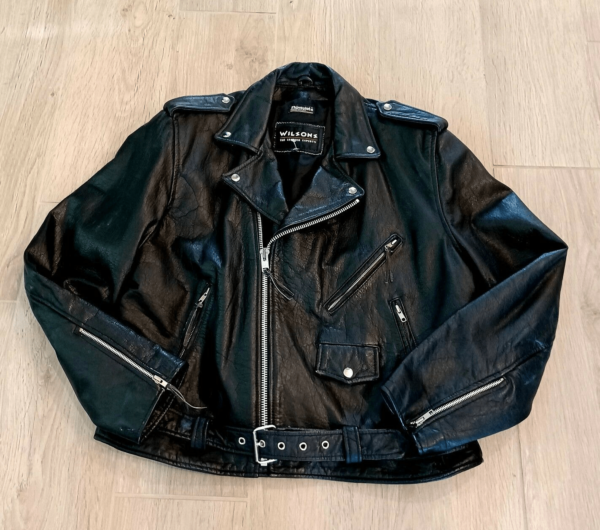 Wilsons Belt Heavy Biker Punk Rocker Black Leather Jacket - Image 2