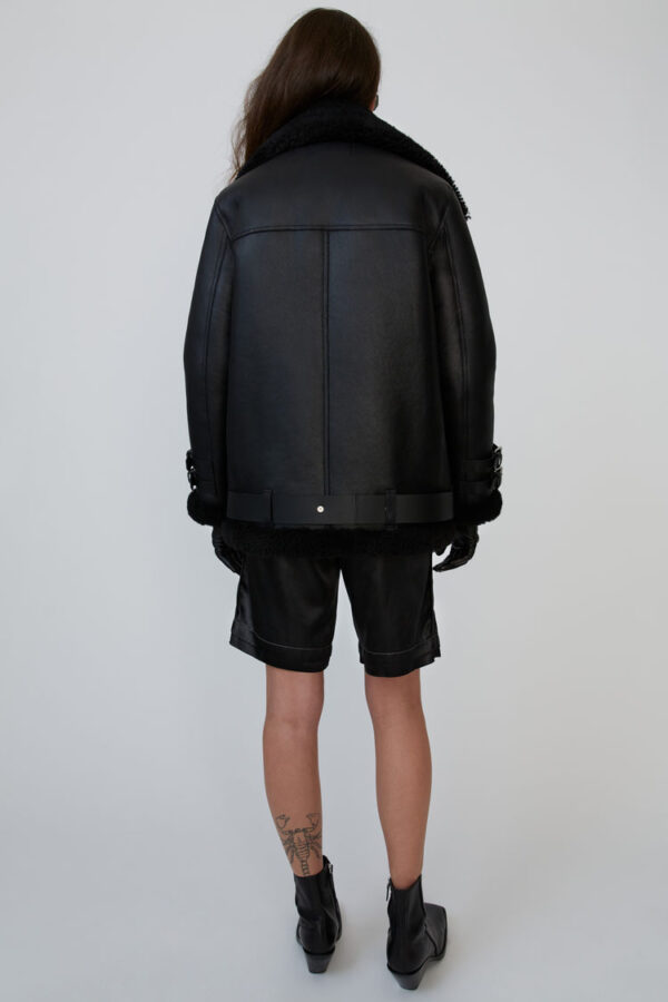 Shearling Aviator Black Jacket - Image 4