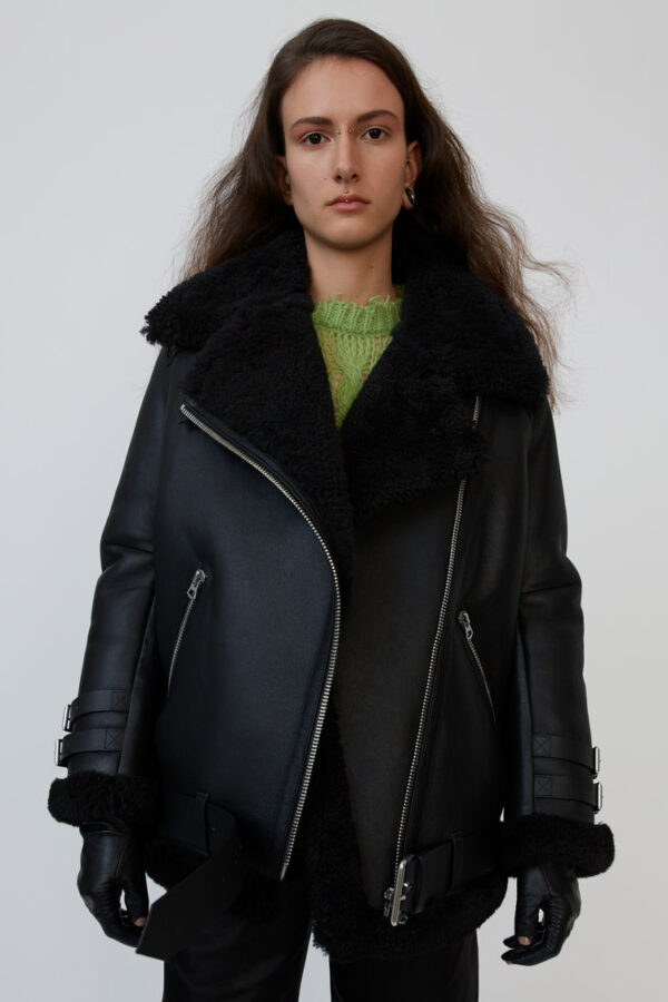 Shearling Aviator Black Jacket - Image 7