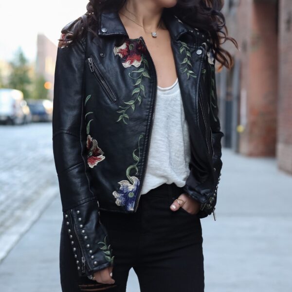 Blanknyc Embroidered Real Leather Jacket