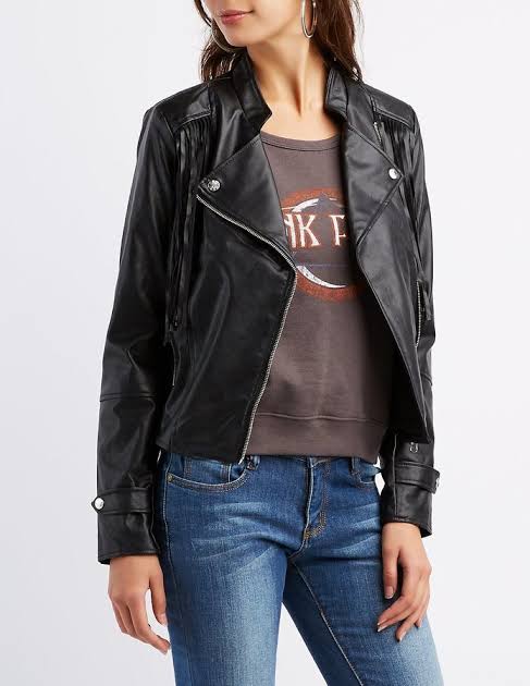 Charlotte Russe Faux Leather Jacket - Color Jackets