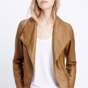 Vince Scuba Brown Leather Jacket Sale