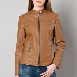 Victoria Brown Biker  Women In Leather Jacket