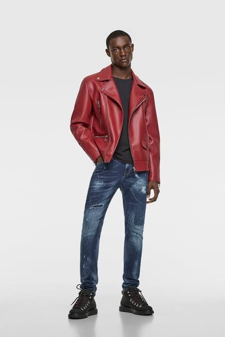 Zara Red Faux Leather Jacket - Color Jackets