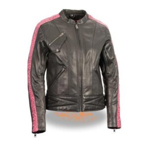 Ladies Lightweight Black and Pink Racer Jacket
