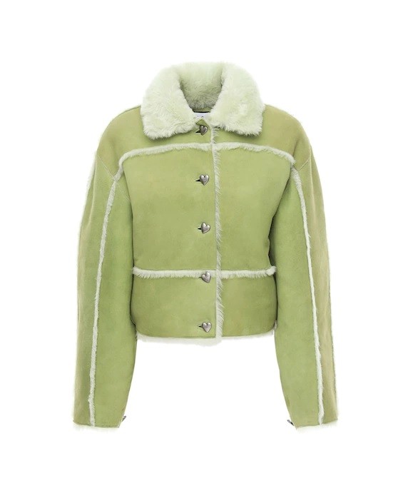Saks Potts Khalo Cropped Shearling Green Jacket - Color Jackets