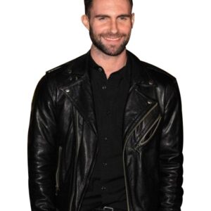 Adam Levine Black Leather Biker Jacket