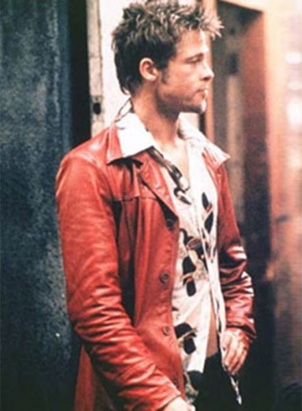 brad pitt fight club red leather jacket