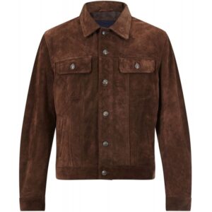 Logan Dark Suede Trucker Jacket For Men