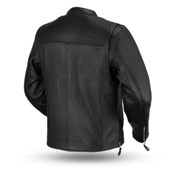 Ace Men's Biker Clean Café Style Black Leather Jacket