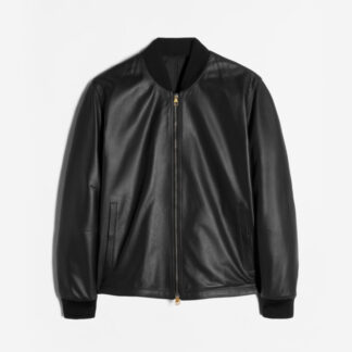 Signature Reversible Black Leather Bomber Bomber